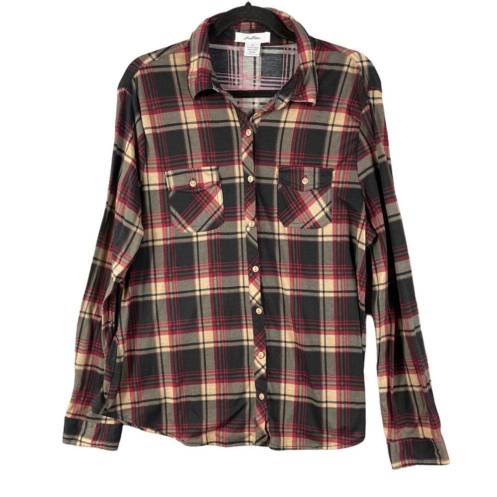 Love Potion Womens Size XL Plaid Button Up Shirt